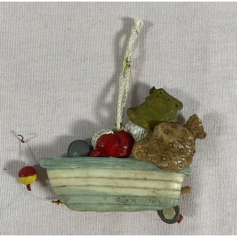 Giordano Art Christmas ornament Santa Sleeping While Fishing.